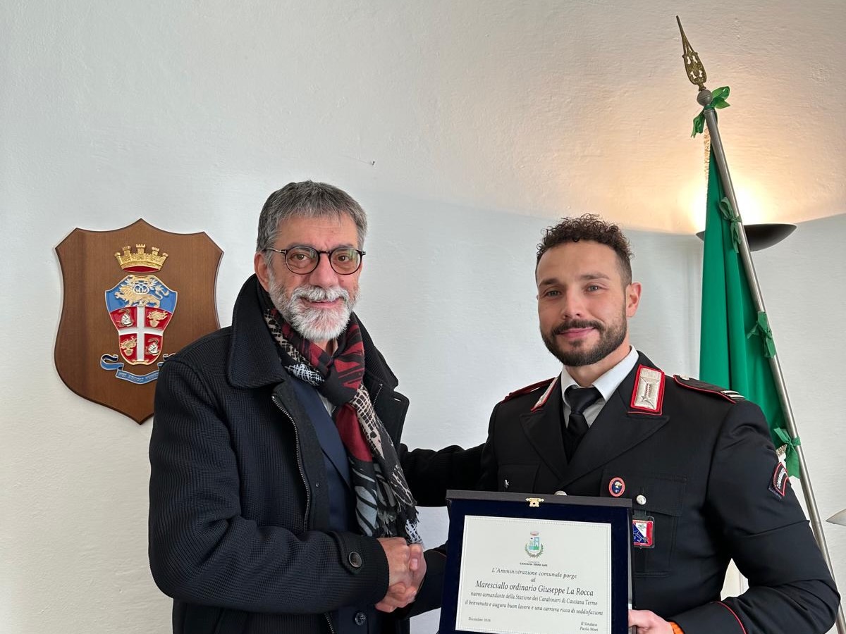 Il benvenuto del sindaco al nuovo comandante della Stazione dei Carabinieri di Casciana Terme